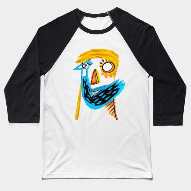 face bird Baseball T-Shirt by Angel Rivas